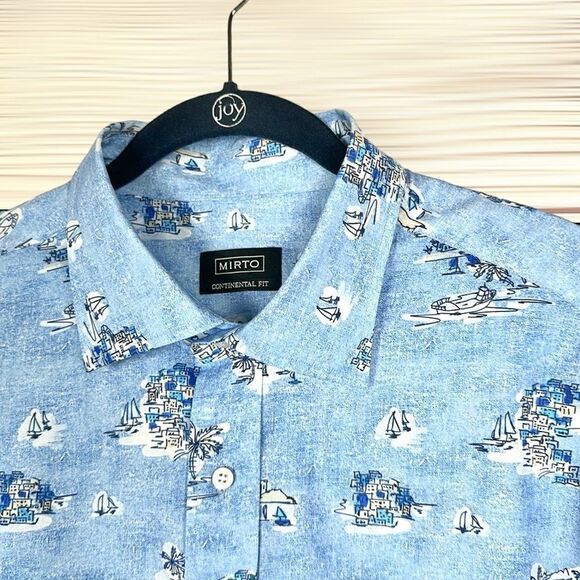 Mirto Spain Button Down Shirt Blue Cotton Nautical Print Size Men’s XXL NWOT - Picture 5 of 15